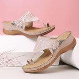 CLASSYSOUL™ Premium Flower Embroidered Orthopedic Wedge Sandals