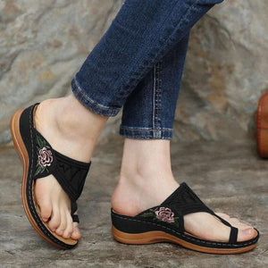 CLASSYSOUL™ Premium Flower Embroidered Orthopedic Wedge Sandals