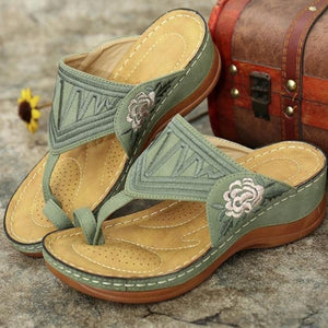 CLASSYSOUL™ Premium Flower Embroidered Orthopedic Wedge Sandals