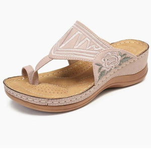 CLASSYSOUL™ Premium Flower Embroidered Orthopedic Wedge Sandals