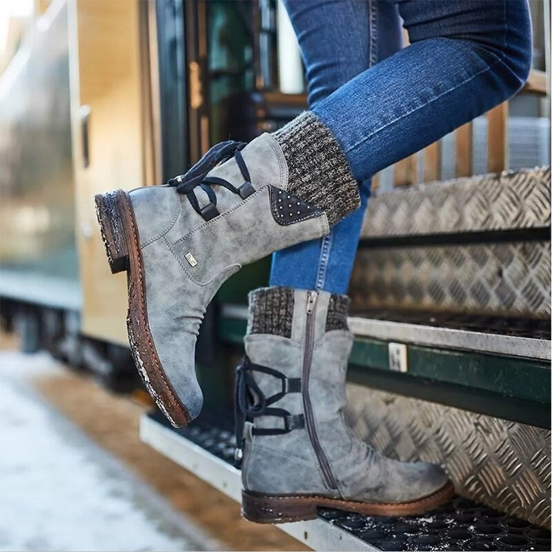 CLASSYSOUL™️ Women's Winter Warm Back Lace Up Snow Boots