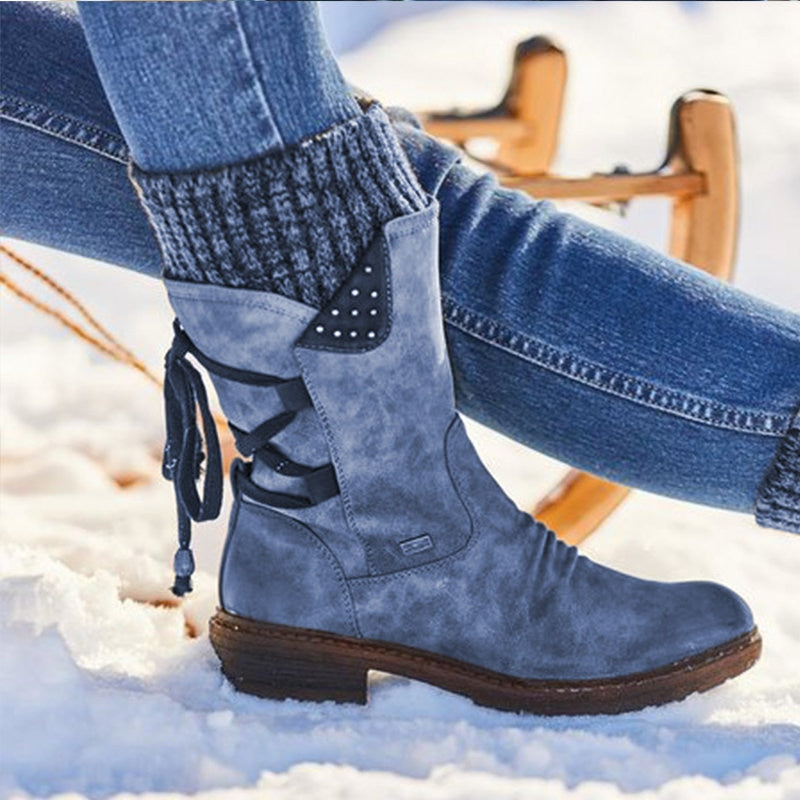 CLASSYSOUL™️ Women's Winter Warm Back Lace Up Snow Boots