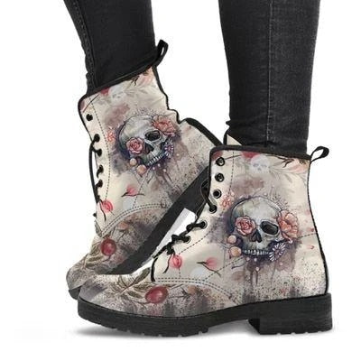 CLASSYSOUL™ Lady High Top Skull Pattern Martin Boot