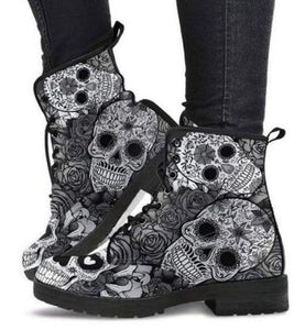 CLASSYSOUL™ Lady High Top Skull Pattern Martin Boot