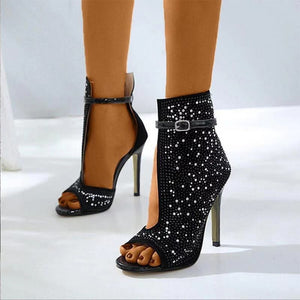 CLASSYSOUL™️ Sandals Ankle high heels  Transparent Crystal