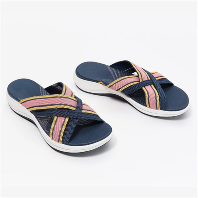 CLASSYSOUL™ Stretch Cross Orthotic Slide Sandals