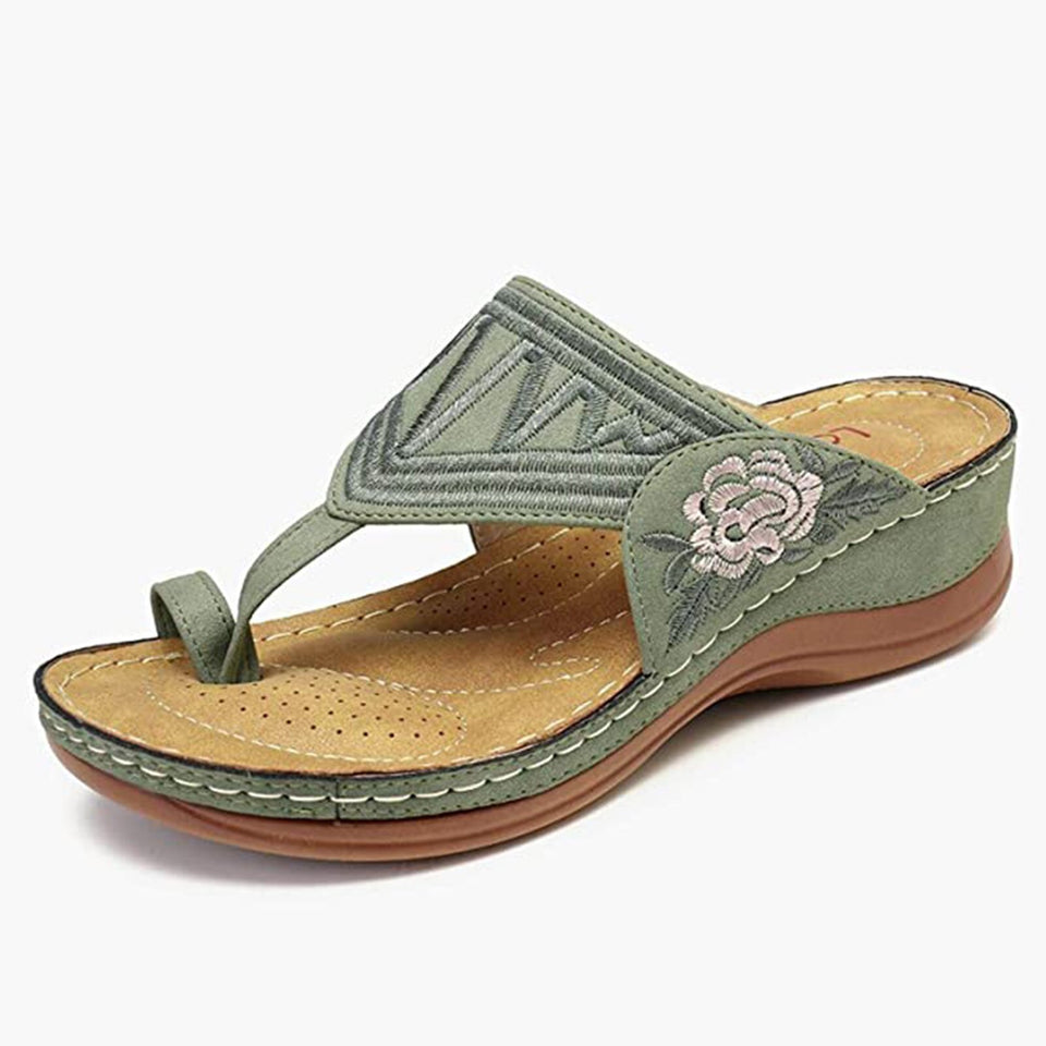 CLASSYSOUL™ Premium Flower Embroidered Orthopedic Wedge Sandals